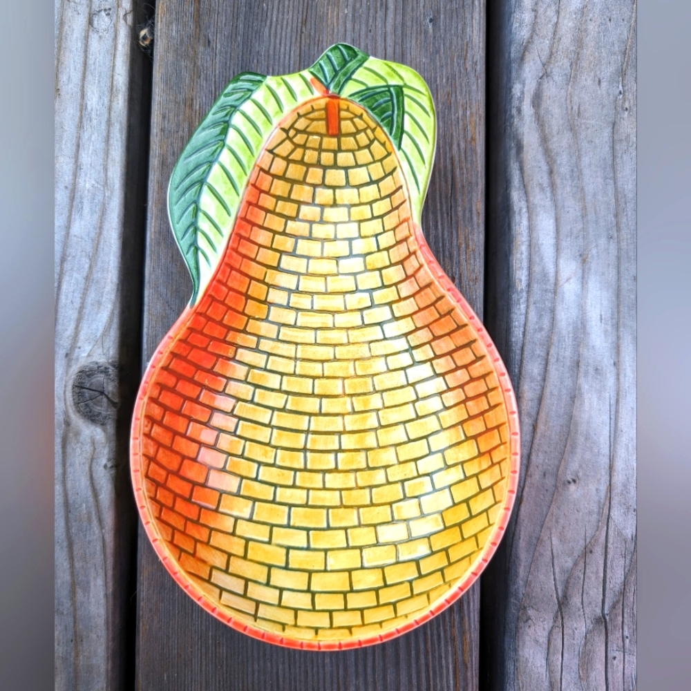 California pottery mosaic-detail pear dish
